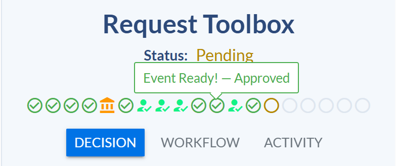 Coursedog screen showing reservation is pending