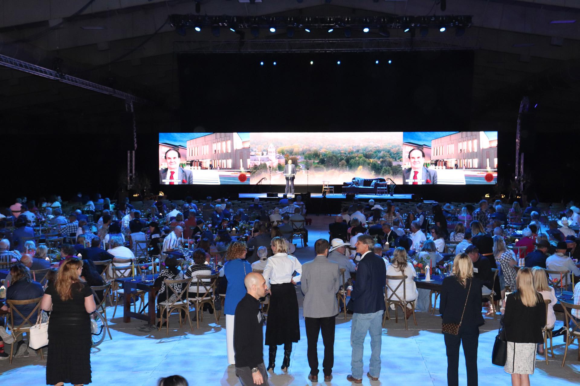 Interior shot of arena setup for a large scale event